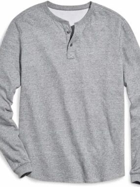 Men’s Marine Layer Double Knit Heather Gray Long-Sleeve Henley - M